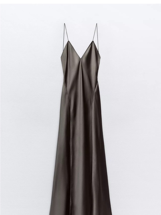 Zara Dresses & Skirts - Zara Charcoal Satin Backless Slip Dress